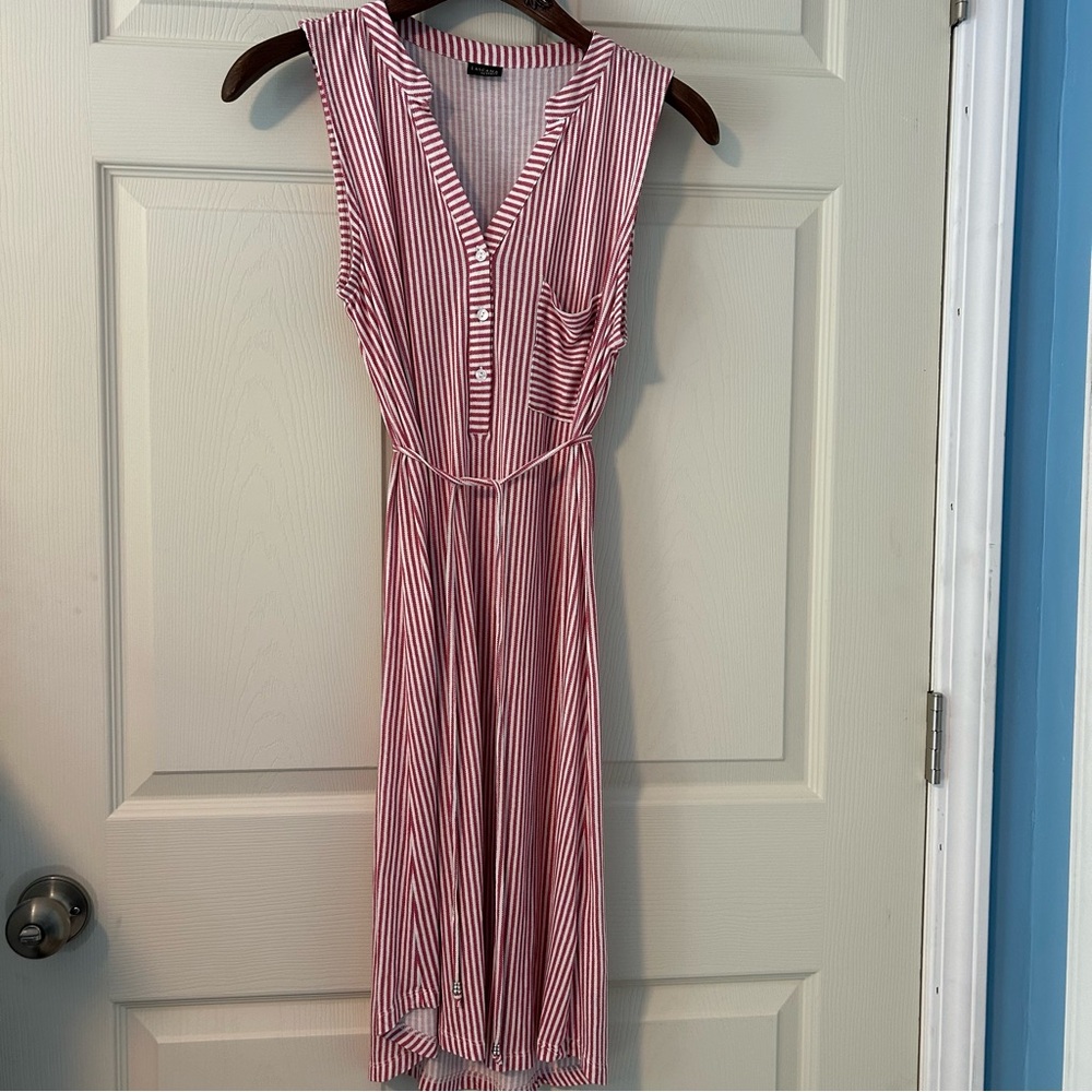 Lascana for Venus Size Small Striped Sleeveless Dress - Red and White